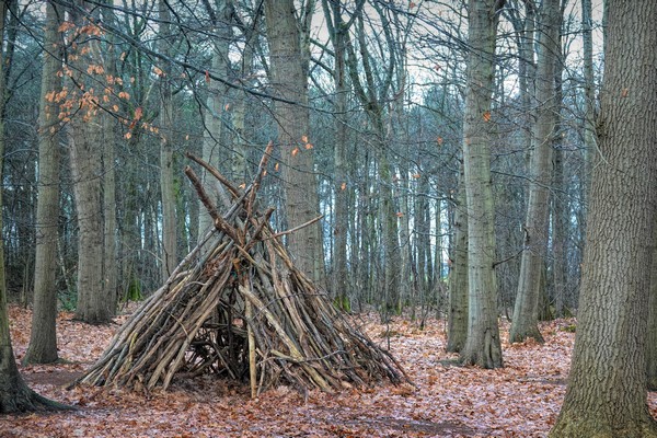 Selfmade Tipi/Unterstand im Wald 